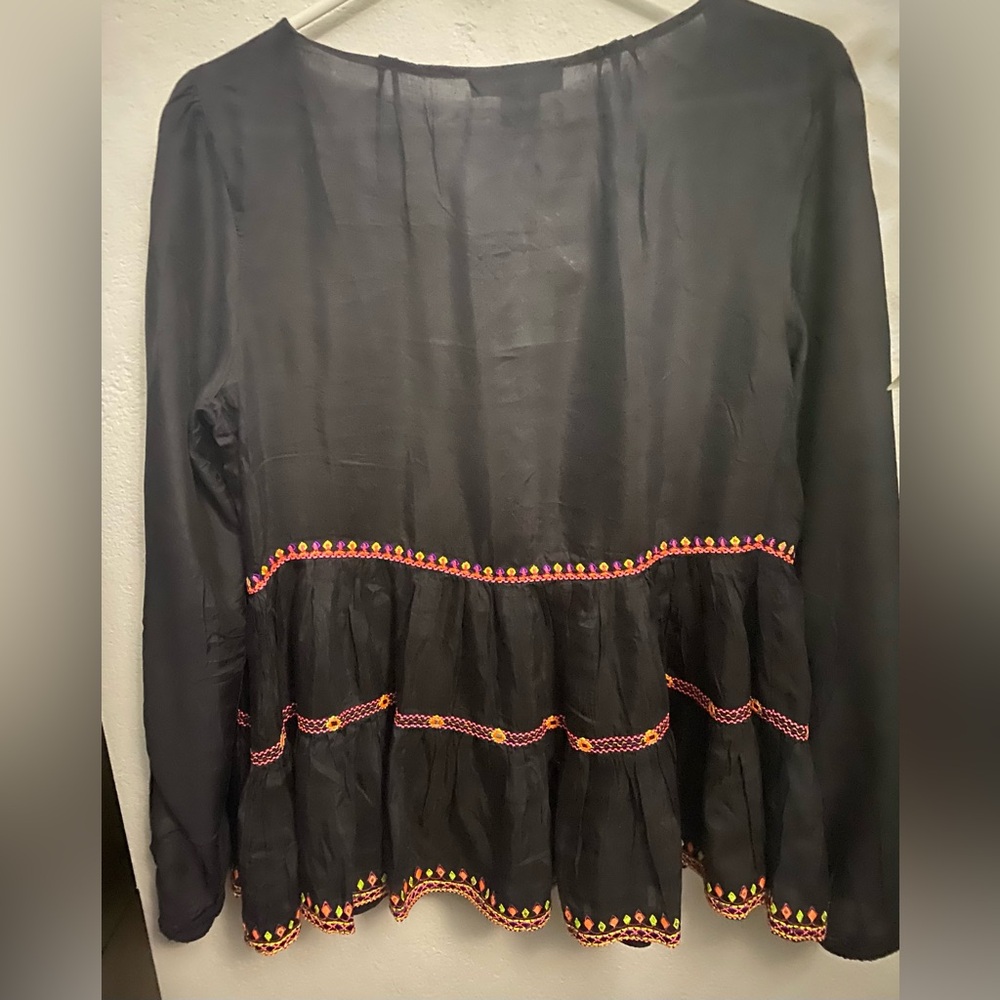 Anthropologie x Tanvi Kedia Tatienne Embroidered Babydoll Blouse S - Picture 2 of 4